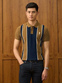 U.S. POLO ASSN. - Mens Pure Cotton Varsity Polo T-Shirt - Yellow