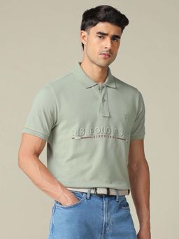 U.S. POLO ASSN. - Mens Brand Embroidered Regular Fit Polo T-Shirt - Green