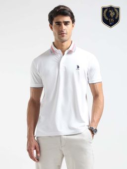 U.S. POLO ASSN. - Mens Solid Slim Fit Polo T-Shirt - White