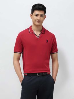 U.S. POLO ASSN. - Mens Pure Cotton Slim Fit Polo T-Shirt - Red