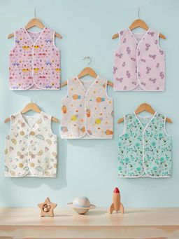 Baby Moo - Sugar Rush V-Neck Multi-Colour Cotton Jhablas (Pack of 5)