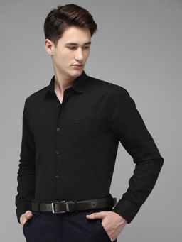 The Bear House - Men Black Slim Fit Solid Cotton Formal Shirt