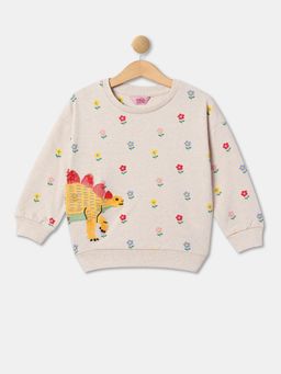 R&B - Applique Regular Girls Sweatshirt - Beige