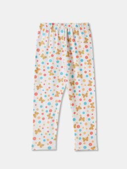 R&B - All Over Printed Fitted Girls Leggings - Ivory