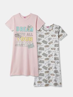 R&B - All Over Printed Regular Girls Night Dress - Multi-Color