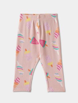R&B - Printed Fitted Girls Leggings - Pink