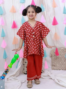 BownBee - Girls Tie & Dye Kaftan and Pant - Red