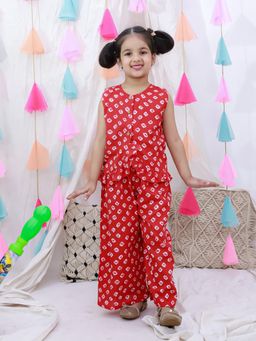 BownBee - Girls Tie & Dye Top and Palazzo - Red