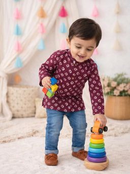 BownBee - Boys Tie & Dye Kurta - Purple