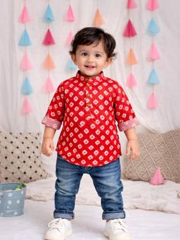 BownBee - Boys Tie & Dye Kurta - Red