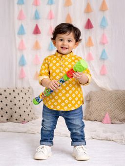 BownBee - Boys Tie & Dye Kurta - Yellow