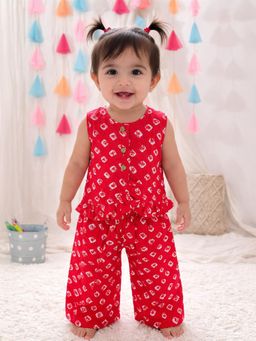 BownBee - Girls Tie & Dye Top and Palazzo - Red