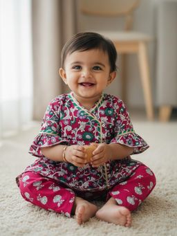 BownBee - Indo Western Kurta and Dhoti Set - Red