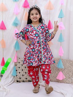 BownBee - Indo Western Kurta and Dhoti Set - Red