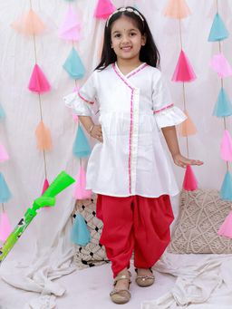 BownBee - Indo Western Kurta and Dhoti Set - White