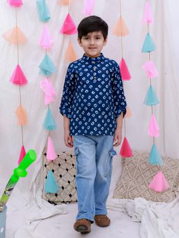 BownBee - Boys Tie & Dye Kurta - Blue