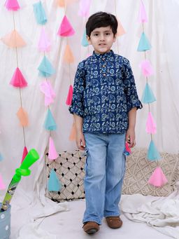 BownBee - Boys Printed Kurta - Indigo