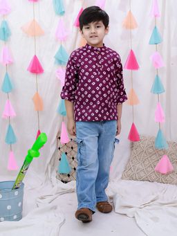 BownBee - Boys Tie & Dye Kurta - Purple