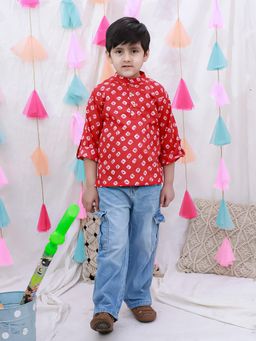 BownBee - Boys Tie & Dye Kurta - Red