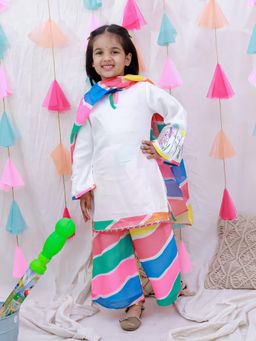 BownBee - Ethnic Kurta and Palazzo with Dupatta - White