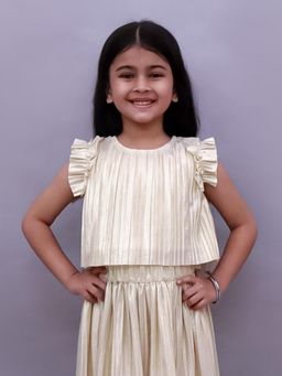 Lil Drama - Glam Up Girls Party Golden Frill Sleeves Top