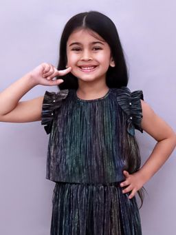 Lil Drama - Glam Up Girls Party Multi-Color Frill Sleeves Top