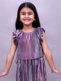 Lil Drama - Glam Up Girls Party Purple Frill Sleeves Top