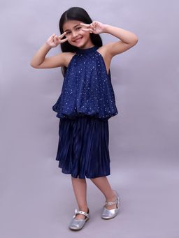 Lil Drama - Glam Up Girls Party Navy Blue Top and Skirt