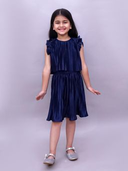Lil Drama - Glam Up Girls Party Navy Blue Top and Skirt
