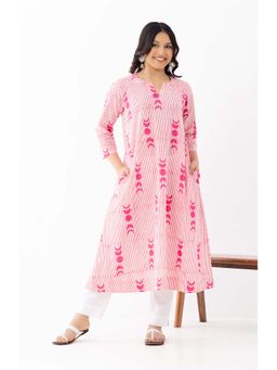 VASTRITO - Gulabi Chand Pink Cotton Handblock Kurta