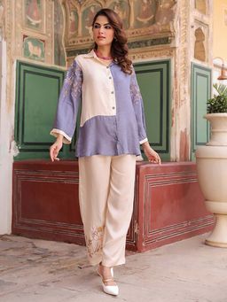 Rain & Rainbow - Blue Collar Shirt Co-Ord Set