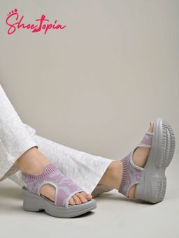 Shoetopia - Lightweight Comfortable Daily Wear & Trendy Flatforms Grey Sandals for Women