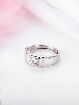 Zavya - Solitaire 925 Sterling Silver Ring for Him (Adjustable)