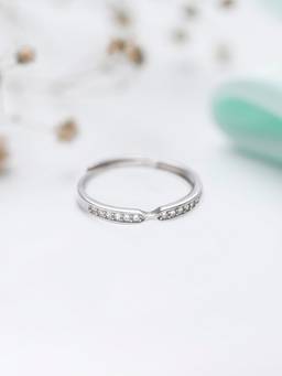 Zavya - Classic CZ Rhodium Plated 925 Sterling Silver Women Ring