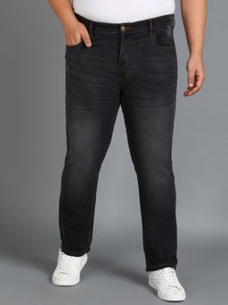 Urbano Plus - Mens Dark Grey Regular Fit Washed Jeans Stretchable