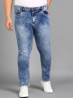 Urbano Plus - Mens Sky Blue Slim Fit Washed Jeans Stretchable