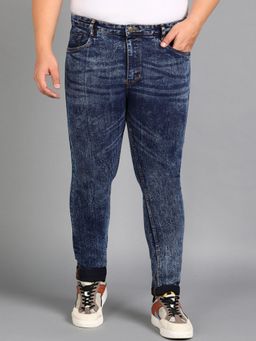 Urbano Plus - Mens Blue Skinny Fit Washed Jeans Stretchable