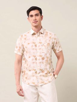 U.S. POLO ASSN. - Floral Beige Half Sleeves Collar Neck Shirt