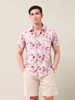U.S. POLO ASSN. - Floral Pink Half Sleeves Collar Neck Shirt