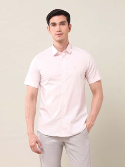 U.S. POLO ASSN. - Solid/Plain Pink Half Sleeves Collar Neck Shirt