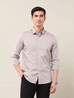 U.S. POLO ASSN. - Stripes Mauve Full Sleeves Collar Neck Shirt