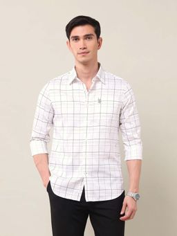 U.S. POLO ASSN. - Checks White Full Sleeves Collar Neck Shirt