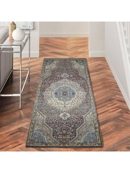 OBSESSIONS - Anti-Static Machine Made Polyester Bedside Runner, Purple & L Beige (2 x 5 Feet)