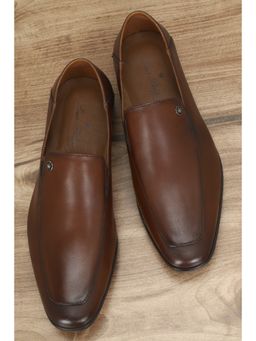 Louis Philippe - Solid Brown Slip Ons