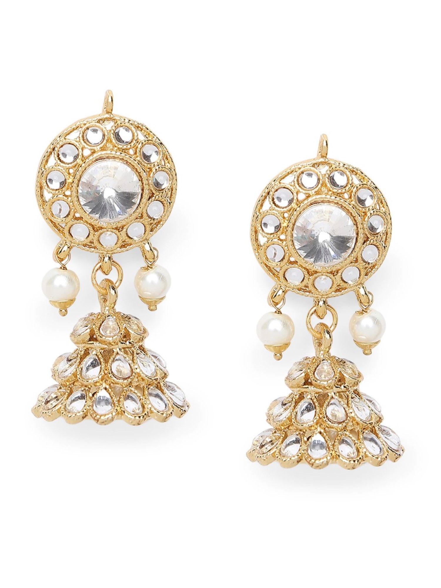 Buy OOMPH Jewellery White Pearls & Kundan Multi Layer Choker