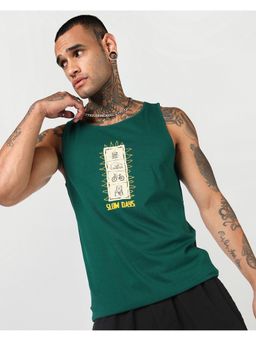 Bewakoof - Men Aventurine Green Let It Happen Graphic Printed Oversized Vest