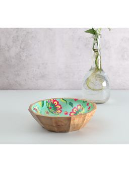 India Circus by Krsnaa Mehta - Turquoise Nature Wood Bowl