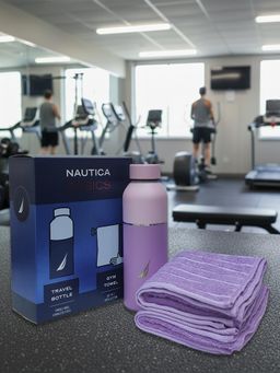 Nautica - Purple Solid Stainless Steel Bottle with Towel