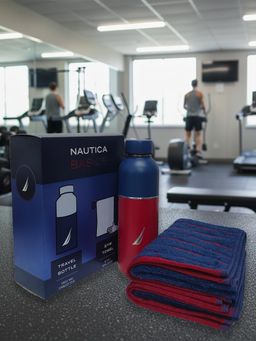 Nautica - Red Solid Stainless Steel Bottle with Towel