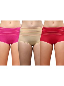 BRACHY - Women Stripes High Waist Full Coverage Hipster Panties (Pack of 3)